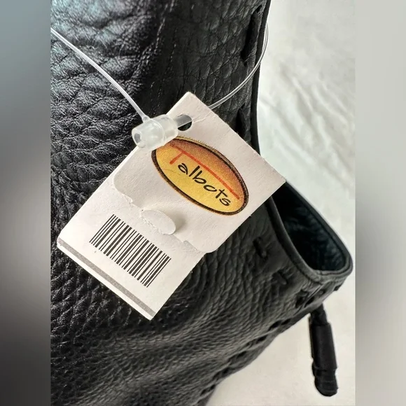 Talbots Black Pebbled Leather Hobo Shoulder Bag Medium Size - Picture 5 of 8